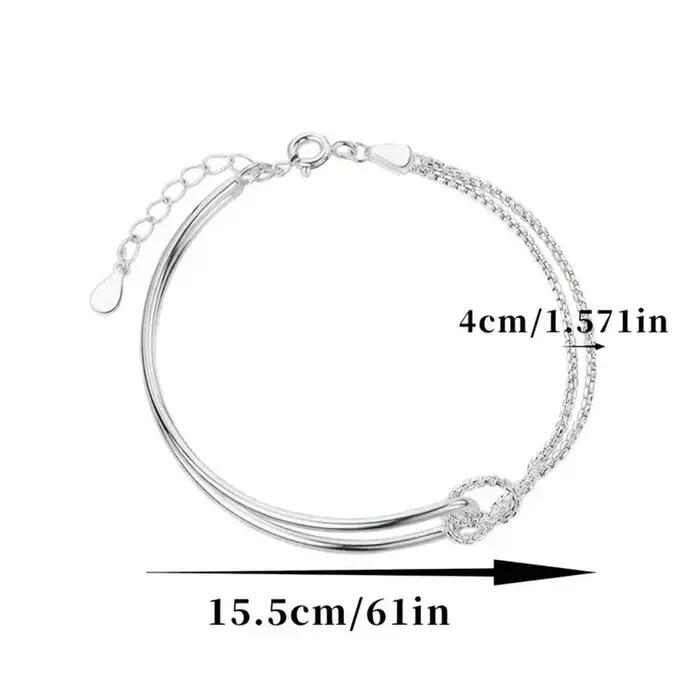 Bracelet en argent Sterling 925 chaîne double couche nouée design collage géométrique pour femmes occasions spéciales élégantes minimalisme bijoux女性用户请注意,最后的标题行是用于搜索引擎优化(SEO)的长尾关键词描述,并不包含任何价格、产地或品牌信息。这个描述是为了吸引潜在客户并提升网站在搜索结果中的排名而设计的。