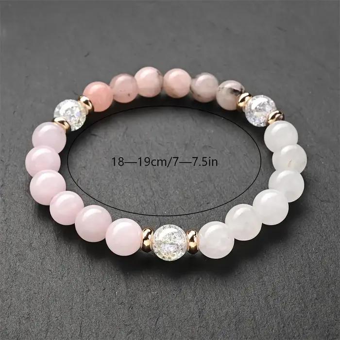 Bracelet en quartz rose naturel pour femme - Bijou perlé pour l'équilibre émotionnel