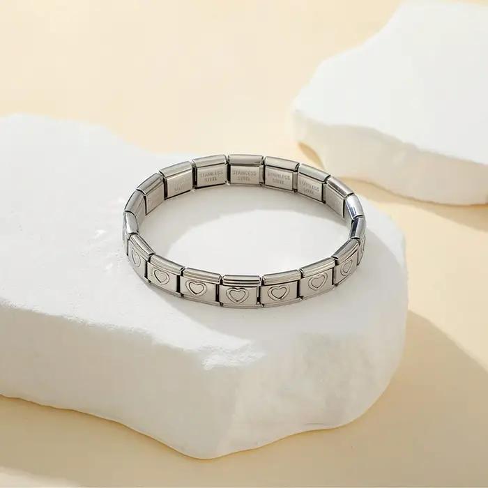 FTCY breloque italienne Bracelets en acier inoxydable pour femmes hommes 9mm de largeur élastique bricolage Bracelet modulaire bijoux cadeau