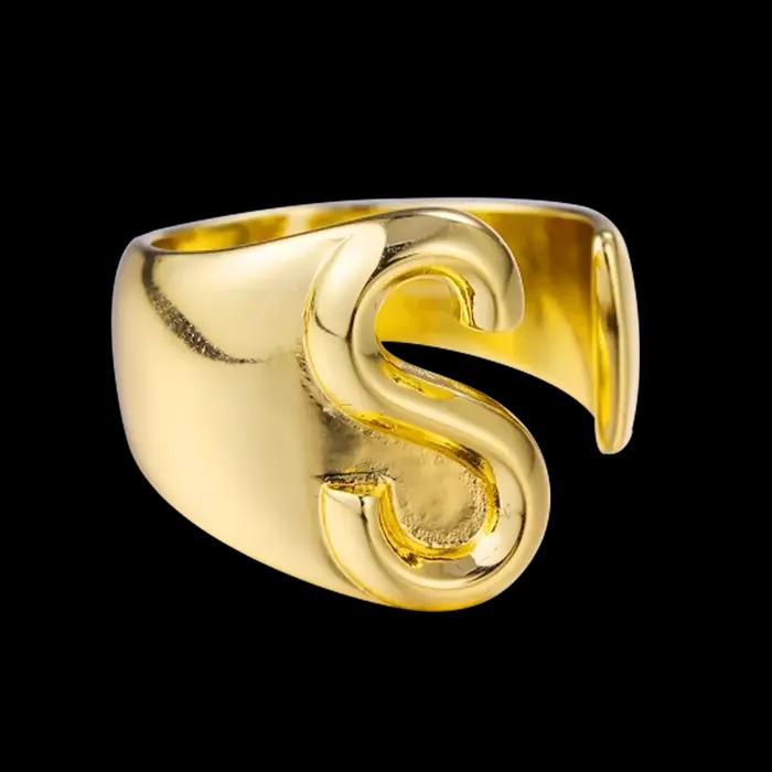 Juya 18K véritable plaqué or fait à la main de luxe ouvert réglable nom initial anneaux pour femmes hommes cadeau remise des diplômes fournitures de bijoux fins