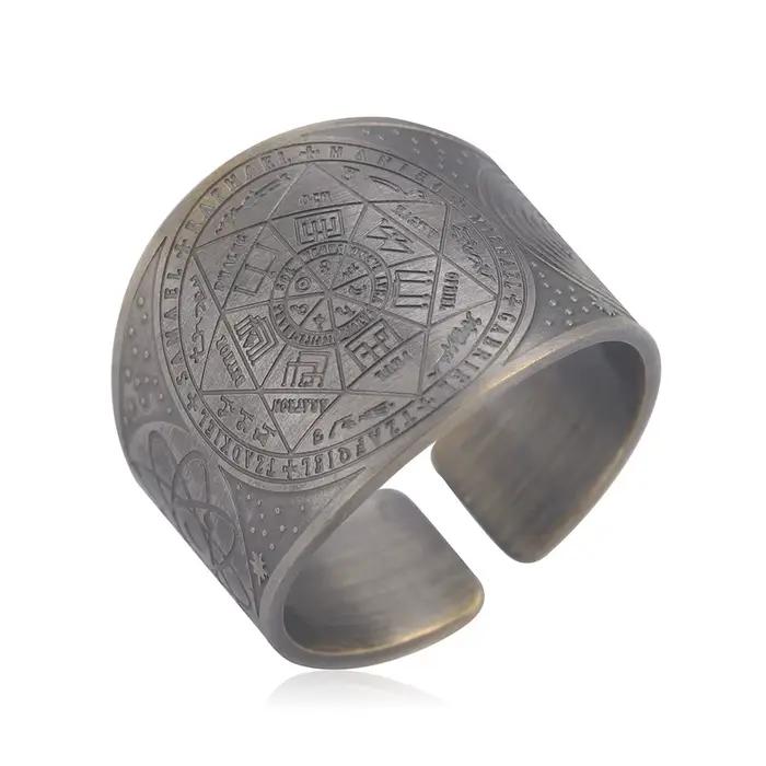HIPEE – bague d'ouverture à nœud celtique pour hommes, Style Punk rétro, croix, étoile à sept branches, Formation magique, anneaux ouverts, bijoux pour Couple, cadeau