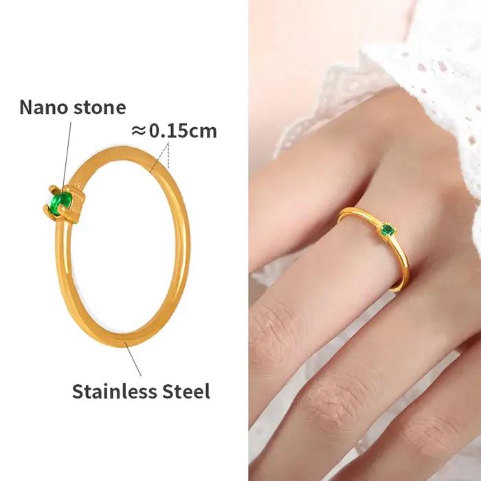 Belles bagues en acier inoxydable pour femmes, anneau d'index géométrique plaqué or, étanche, sans r