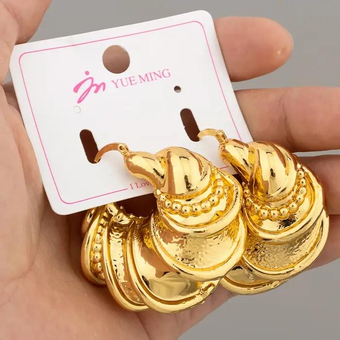 Grandes boucles d'oreilles pour femmes afro-américaines plaquées, bijoux à la mode, belles boucles d