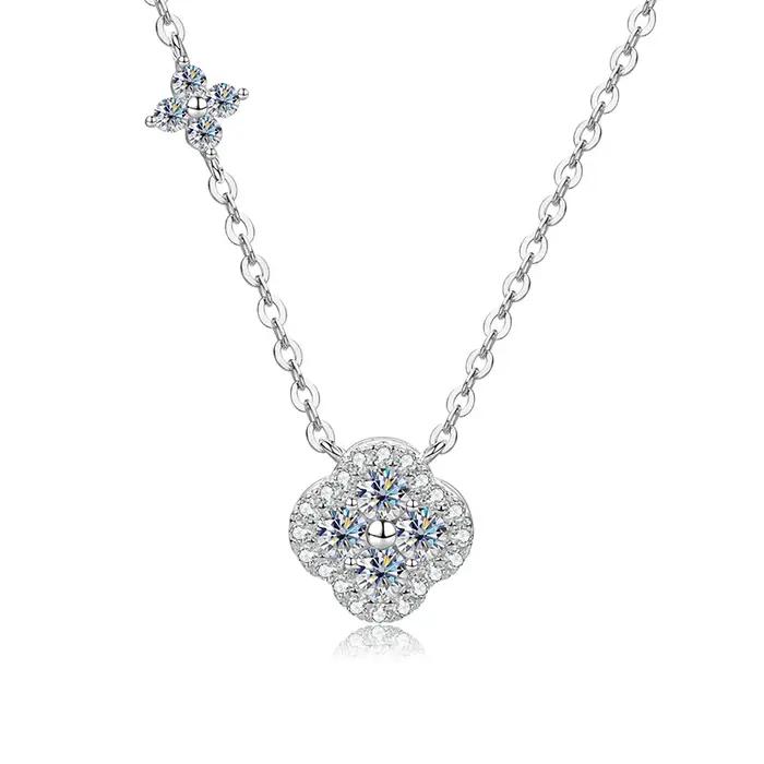 OXTAO Ensemble de bijoux de luxe trèfle à quatre feuilles pour femme, collier, bracelet et boucles d