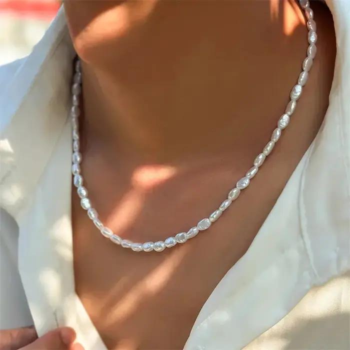 Collier ras du cou en Imitation de perles pour femmes