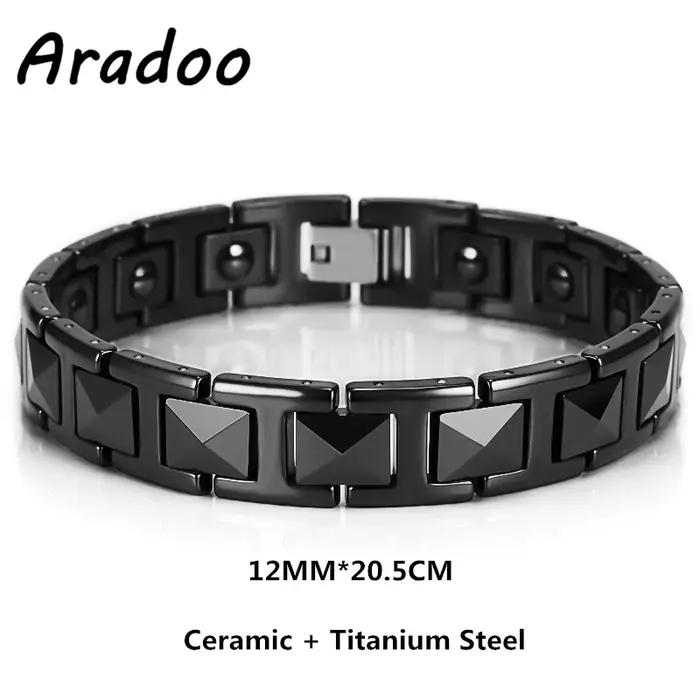 Bracelet de thérapie magnétique amincissant, acier au titane, céramique, germanium, énergie