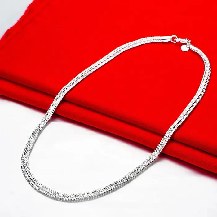 Collier chaîne serpent en argent sterling 925 pour femmes et hommes, bijoux de créateur, cadeau d'anniversaire, mariage, fiançailles, chaîne figaro, design géométrique