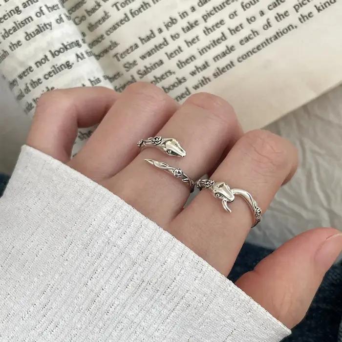 Buyee 925 bague serpent en argent Sterling doigt doux mignon Animal anneau ouvert pour femme mode conception Unique bijoux fins cercle