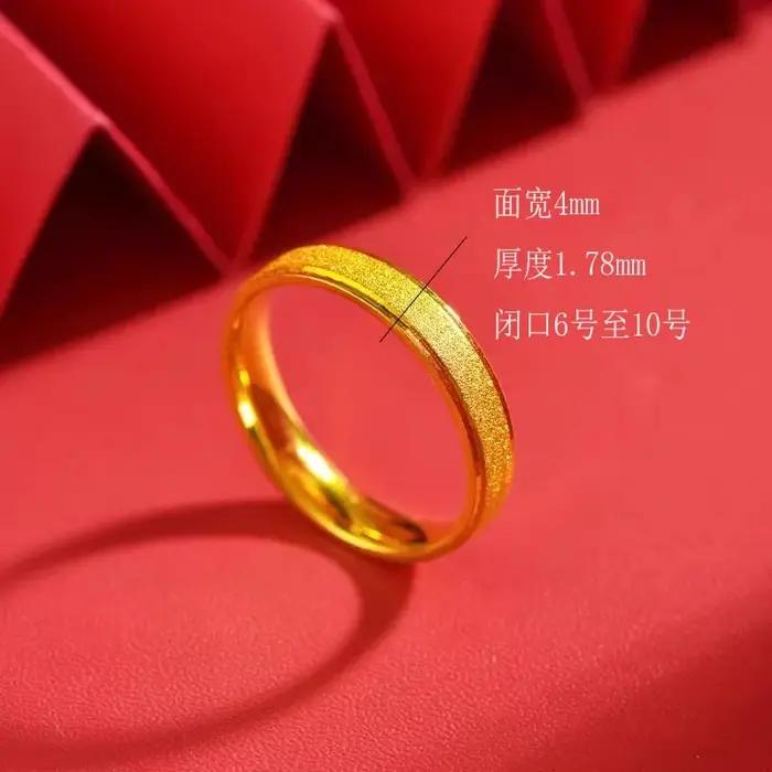 Bague de couple en or véritable 24 carats pour homme et femme