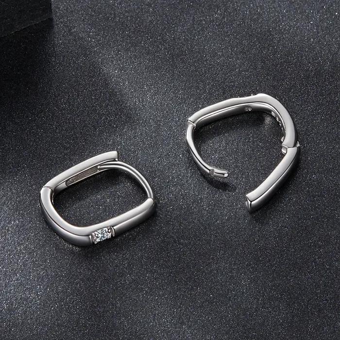 Bamoer U Moissanite ovale boucles d'oreilles géométrie oreille pince D couleur VVS1 EX 925 en argent Sterling Original luxe bijoux mère cadeau