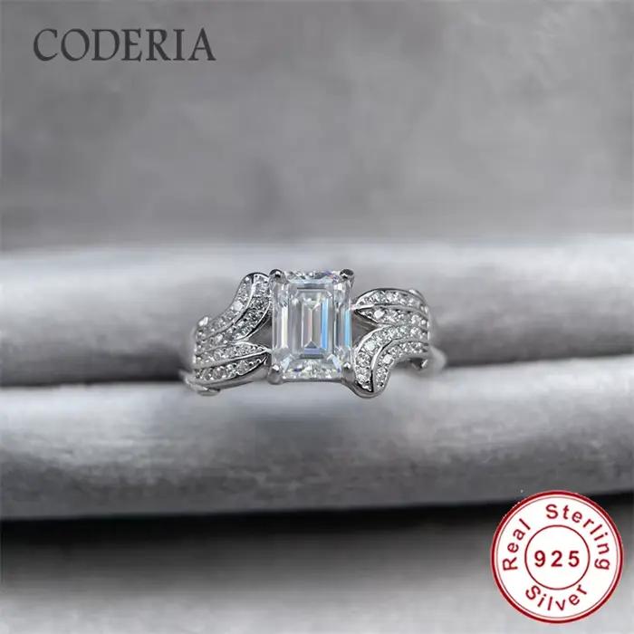 Bague en argent sterling 925 à taille ajustable pour femme, couleur D, VVS1, coupe radiante 5x7mm, bague de mariage en moissanite