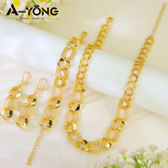 Ensemble de bijoux en or Punk du moyen-orient plaqué or 21 carats pour femmes de Dubaï