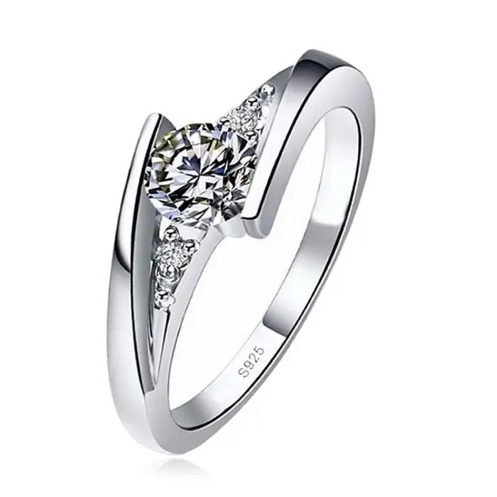 Bagues en acier inoxydable plaqué argent pour femmes | Bague carrée en zircon cubique | Bijoux A