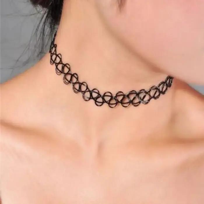 Tour de Cou de Tatouage Noir Rétro des Années 90, Collier Vintage, artificiel astique, Gothique, Livraison Gratuite