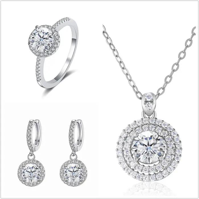 Group ensemble de bijoux Moissanite pour femme, diamant D VVl's, 100% argent regardé 925, pendentif