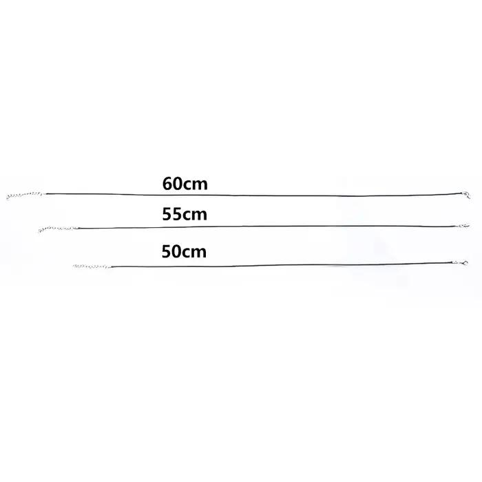 50/55/60cm cordon noir en cuir corde chaîne collier attache alliage chaînes étendues cire Pack colliers pour femmes hommes fermoir à homard