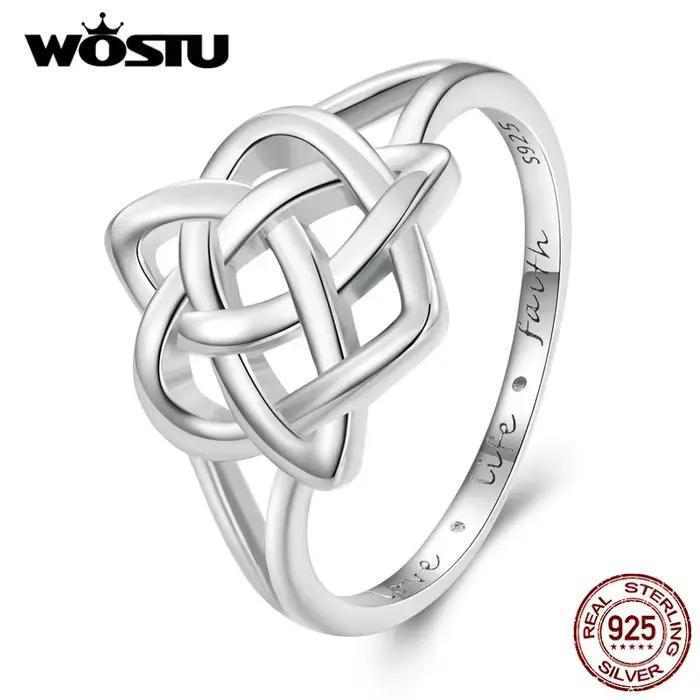 WOSTU – bagues à nœud celtique en argent Sterling 925 pour femmes