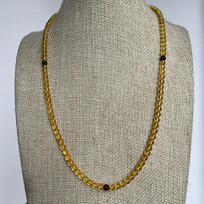 Yoowei – collier rond en ambre doré de 5mm