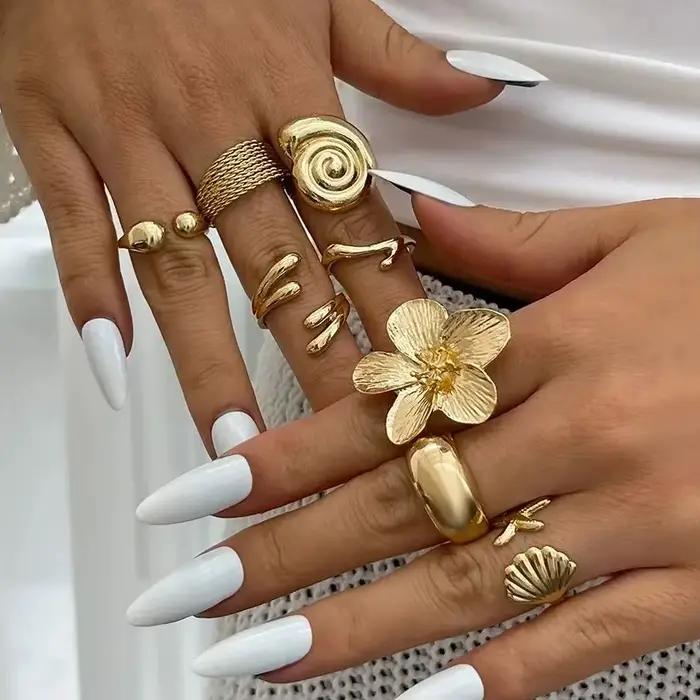 Ingmark-Bagues ouvertes vintage en métal pour femme