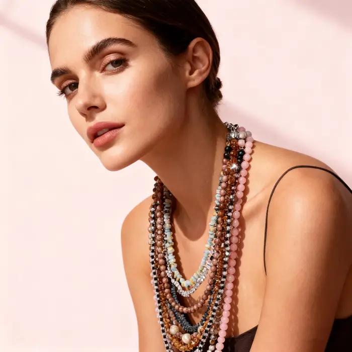 Collier multicouche de perles colorées pour femmes
