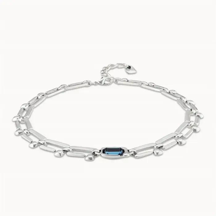 Collier classique et magnifique en forme d'ongle en cristal bleu