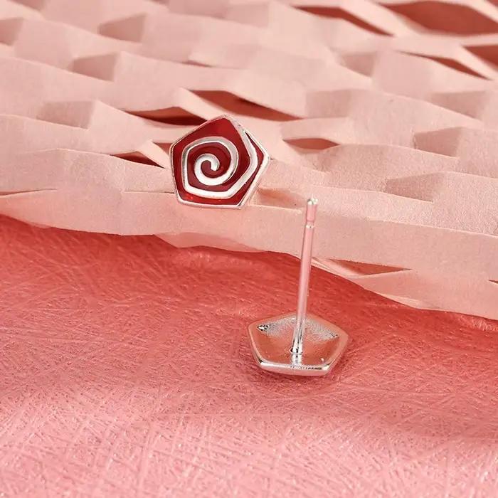 Uini Tail vente chaude nouveau 925 en argent sterling à la mode rouge rotatif fleur boucles d'oreilles doux et exquis fille oreille accessoires