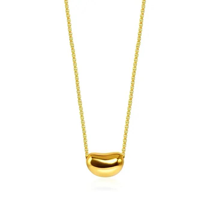 Colliers avec pendentif en forme de haricot lisse plaqué or