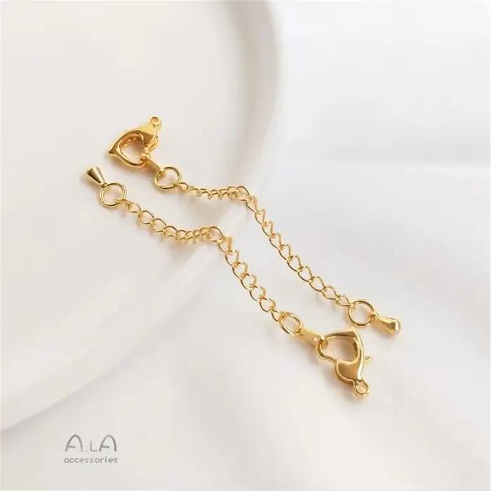 Chaîne d'extension de bracelet, chaîne en or véritable 18 carats, or blanc, or rose, accessoires de