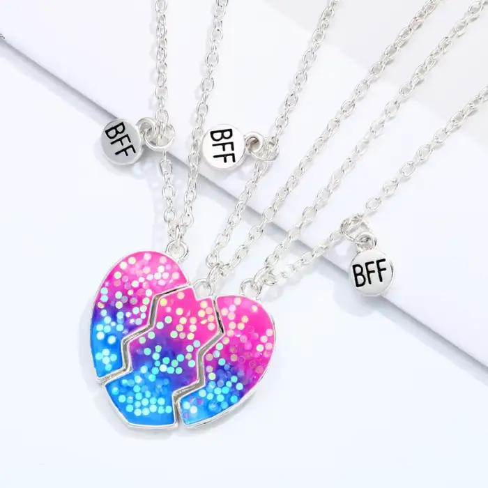 Collier BFF en forme de cœur magnétique pour 3 filles