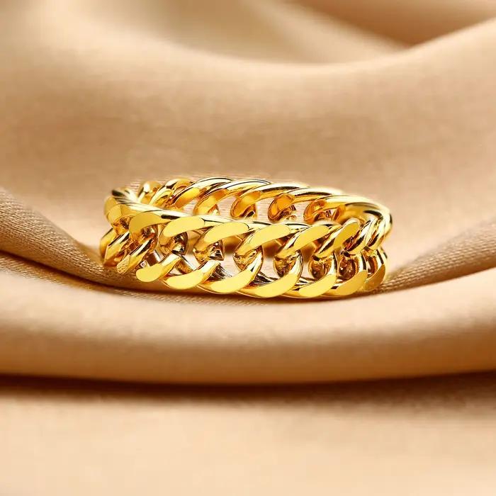 LINK Ring hommes, bague chaîne Miami en acier inoxydable