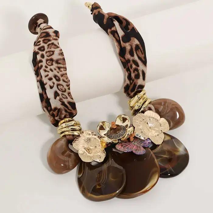 Collier léopard et fleur exagéré pour femmes et filles bijoux de fête mariage occasions spéciales