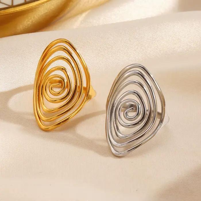 LATS – bague spirale créative en acier inoxydable pour femmes et hommes