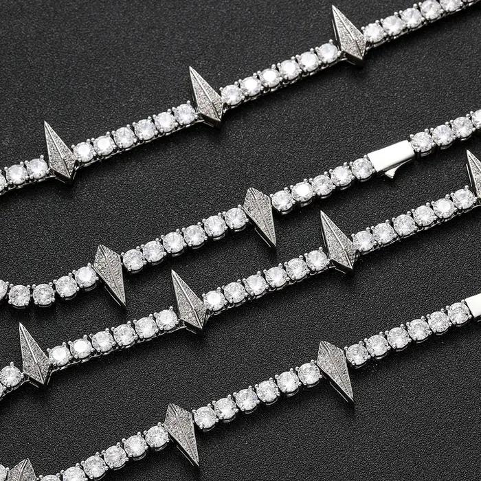 ESKEEM HipHop bijoux glacé Tennis tour de cou plaqué or blanc Micro pavé diamant 5mm panthère noire