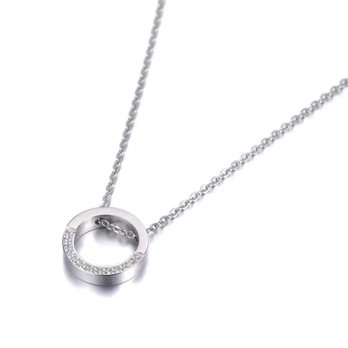 Chaîne à la mode bijoux cercle pendentif AAA strass couleur or Rose collier ras du cou pour les femmes cadeau de noël