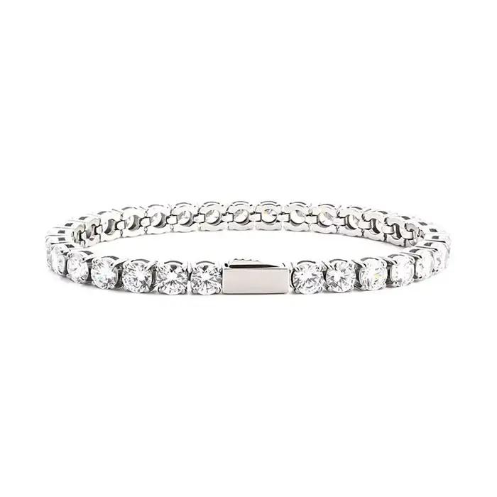 Bracelet en acier avec chaîne tennis entièrement sertie de diamants
