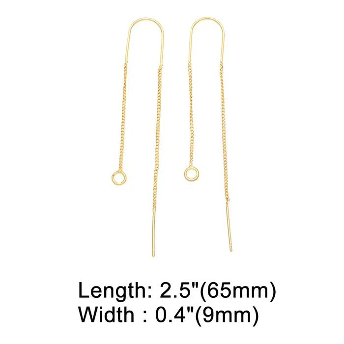 OCESRIO longue chaîne cuivre plaqué or CZ boucles d'oreilles crochets pour bricolage
