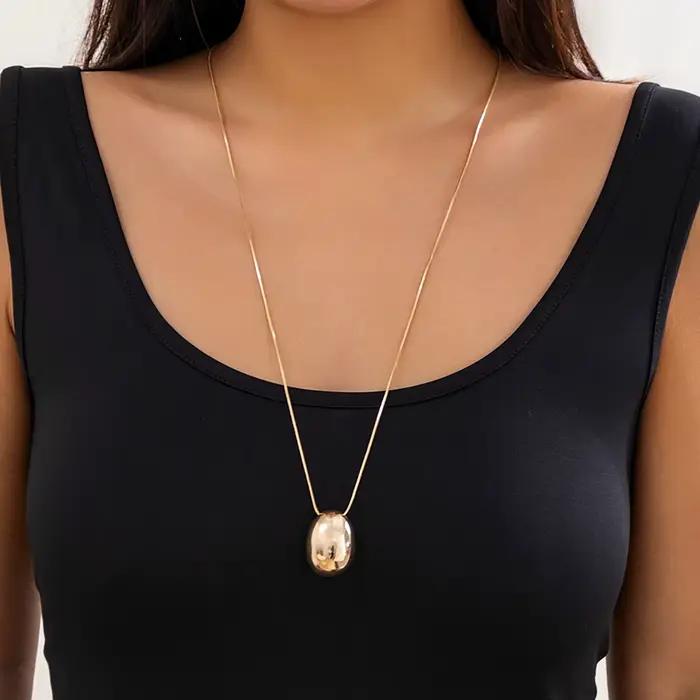Salmonds-Collier pendentif naren métal doré pour femme, simple et fin, JoLong, bijoux de déclaration