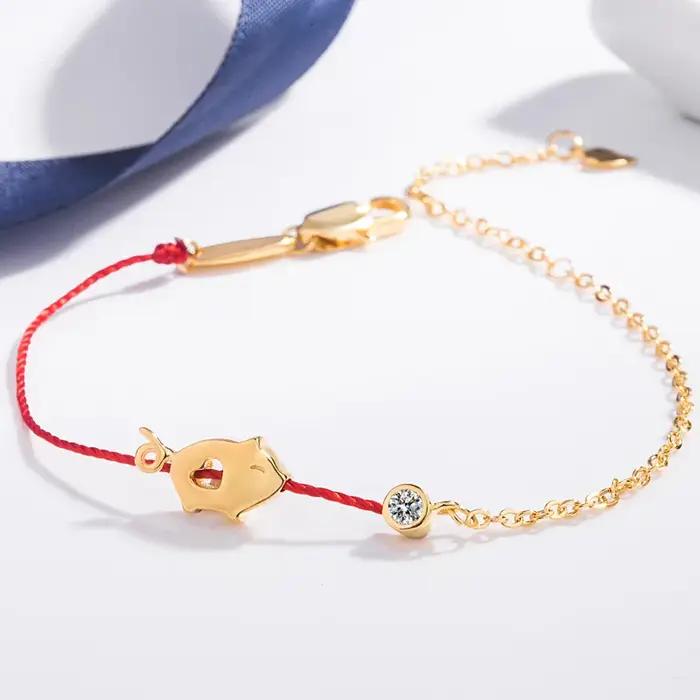 Buyee 925 Bracelet chien en argent Sterling exquis cochon corde rouge