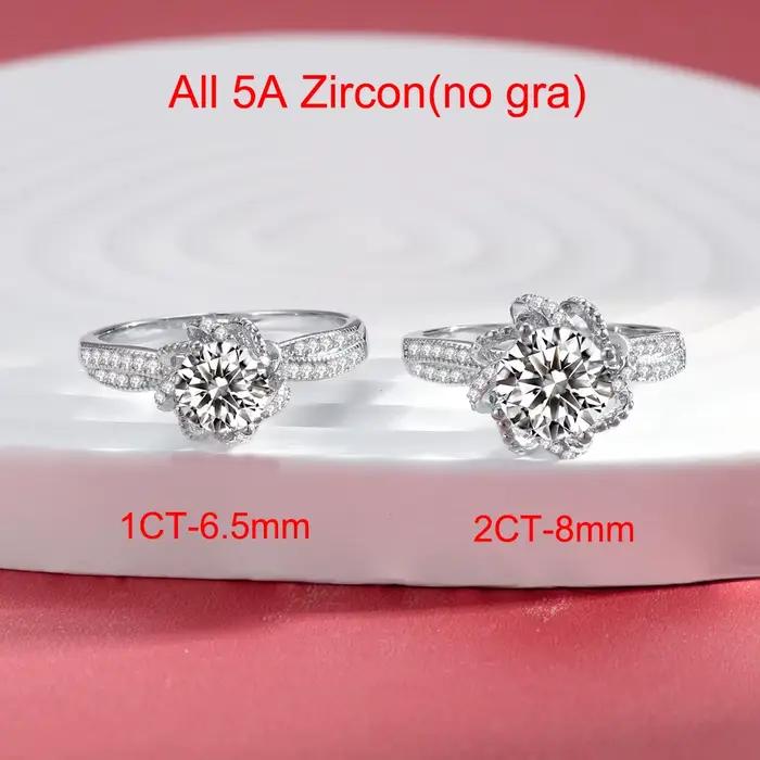 BXINY 1/2CT fleur Moissanite bague 925 en argent Sterling pour les femmes certifié GRA laboratoire-g