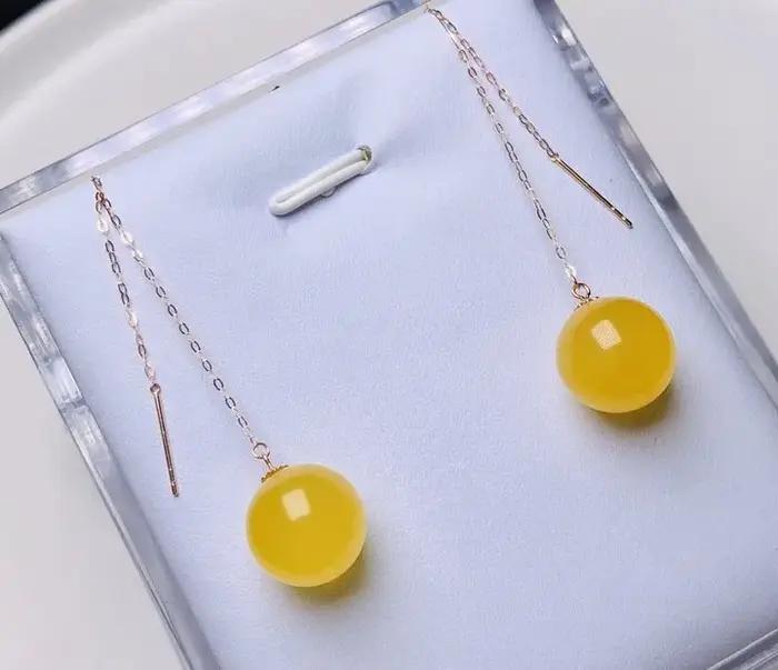 Boucle d'oreille pendante en or véritable massif 18 carats