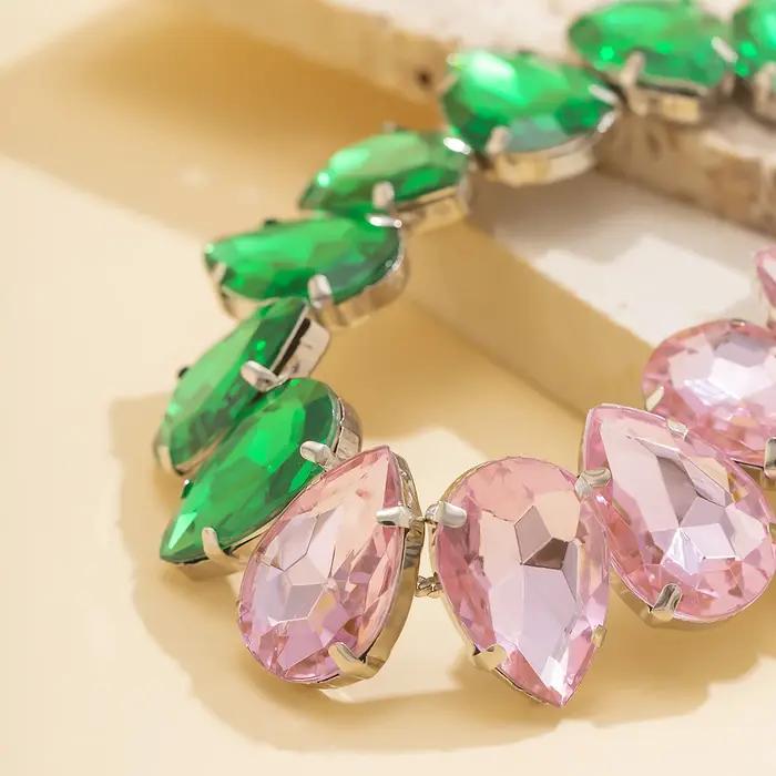 Collier de luxe en strass goutte d'eau pour femme, mode chic, élégant pour soirées et vie quotidienne