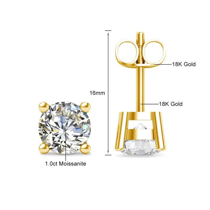 Szjinao réel complet 18k boucles d'oreilles en or AU750 Moissanite diamant véritable or femmes bijoux Certifid K or luxueux cadeaux de saint valentin