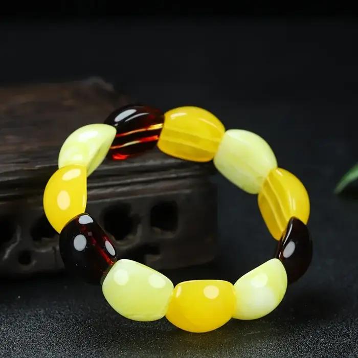 Bracelet de perles d'ambre pour hommes et femmes, accessoires de mode