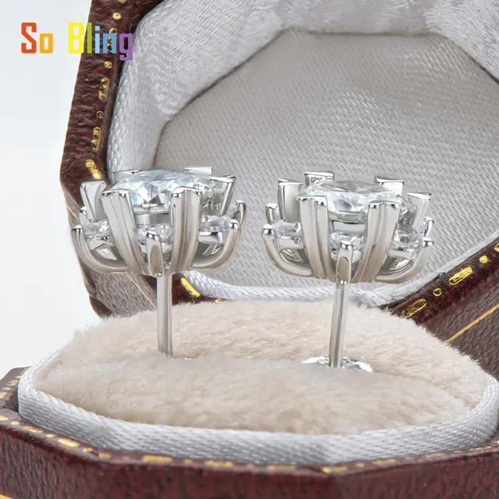So-Bling 925 boucles d'oreilles en argent Sterling pour femmes élégant Fine Zircon boucle d'oreille mariée mariage fiançailles à la mode flocon de neige bijoux