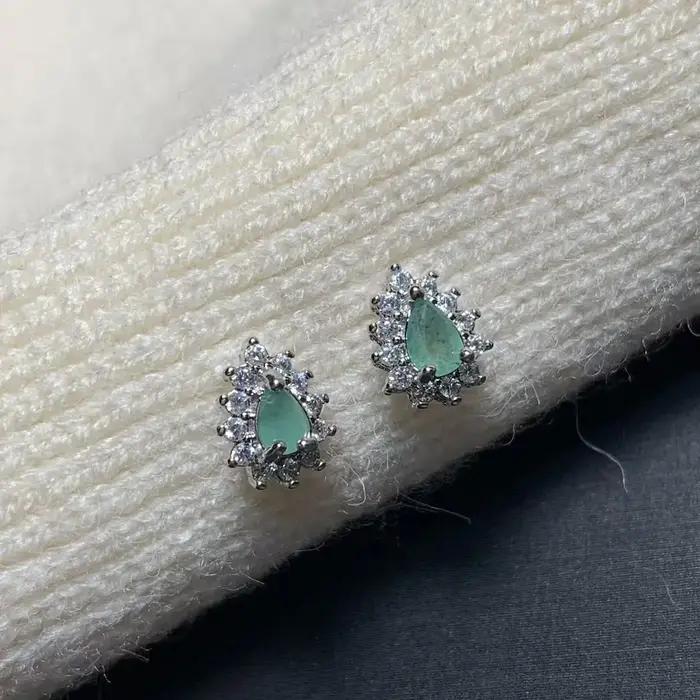 Boucles d'oreilles en émeraude naturelle 555x3MM