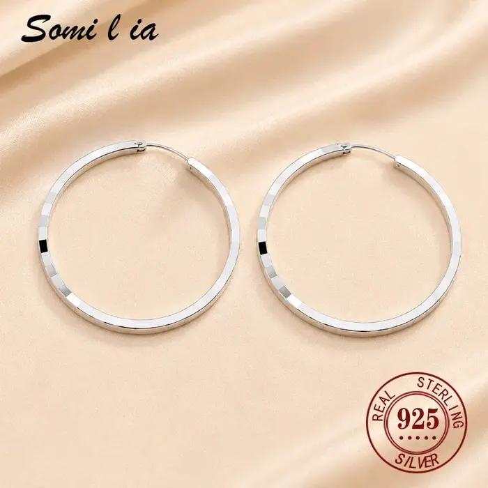 Boucles d'oreilles créoles en argent 925 élégantes pour femmes style classique mariage anniversaire cadeau