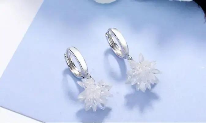 Boucles d'oreilles fleur de neige en argent 925 pour femmes