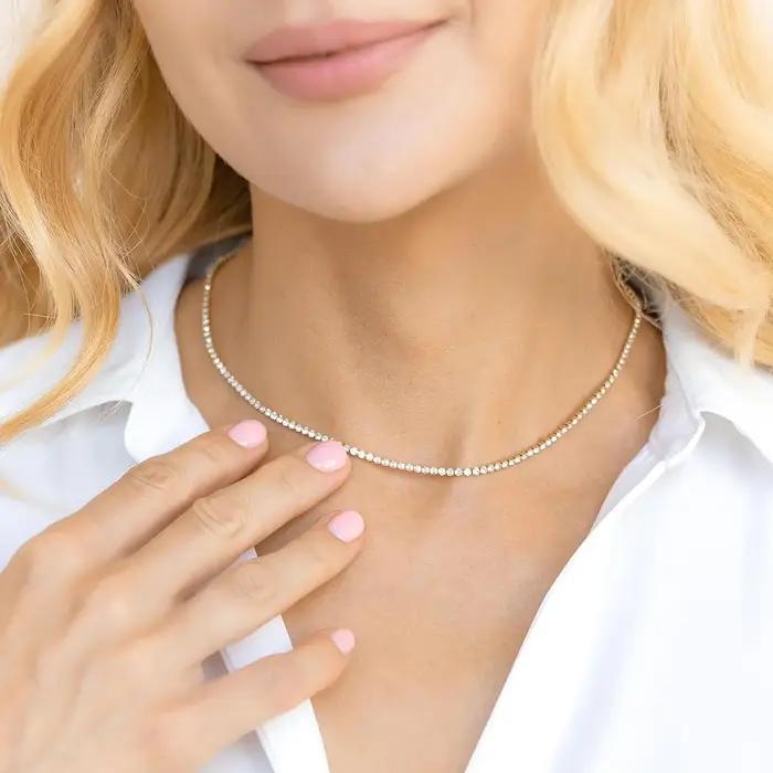 Collier Tennis pour Femme Plaqué Or 14K/Argent