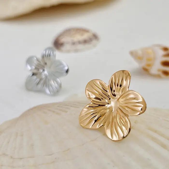 2 pièces/ensemble couleur or fleur oreille Clips boucles d'oreilles sans perforé pour les femmes mode pétale Floral