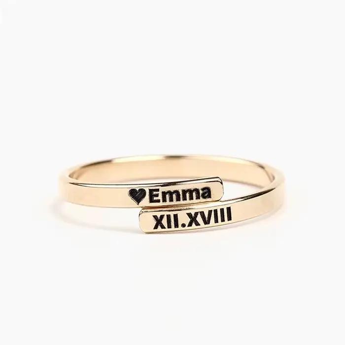 Bague personnalisée en argent 925 avec initiales pour femmes occasions spéciales elegance bijou de mariage alliance de fiançailles cadeau romantique